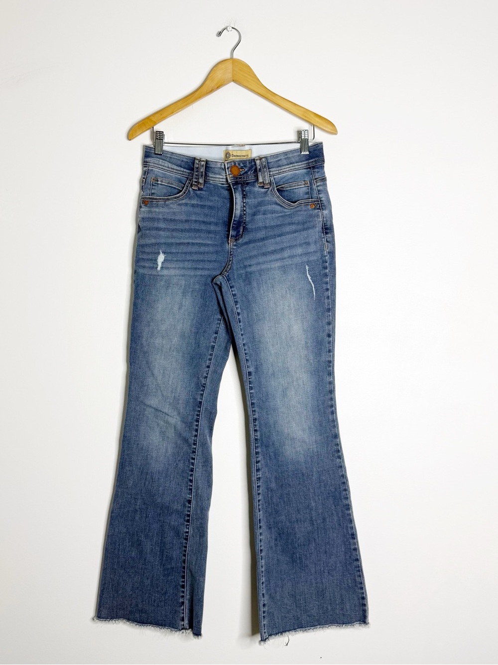 Democracy Raw Hem Flare Jeans Size 6 Light Wash AB Technology